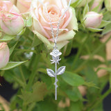 Rose on a stem necklace