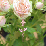 Rose on a stem necklace in rose gold