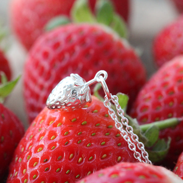strawberry necklace silver