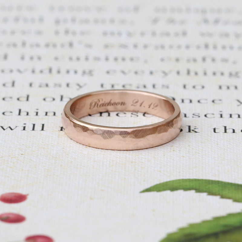 Wide Hammered Ring/ Rose Gold
