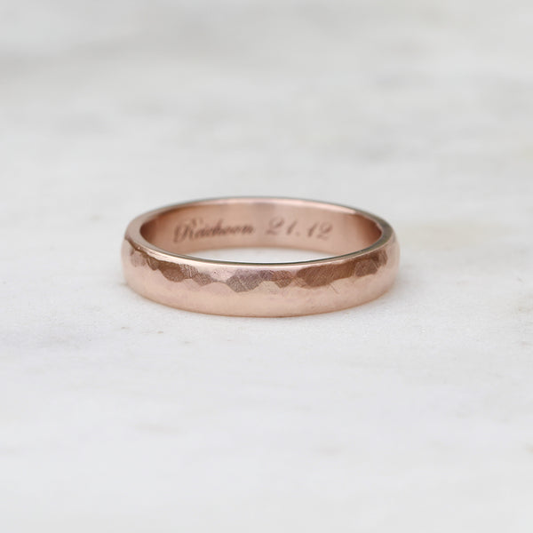Wide Hammered Ring/ Rose Gold