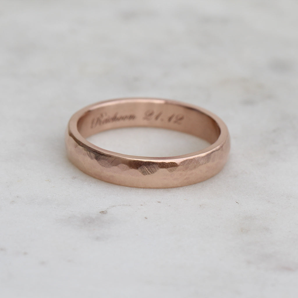 hammered wedding band rose gold