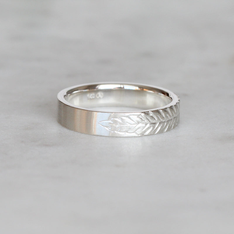 wide silver fern ring
