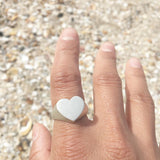 heart signet ring in silver