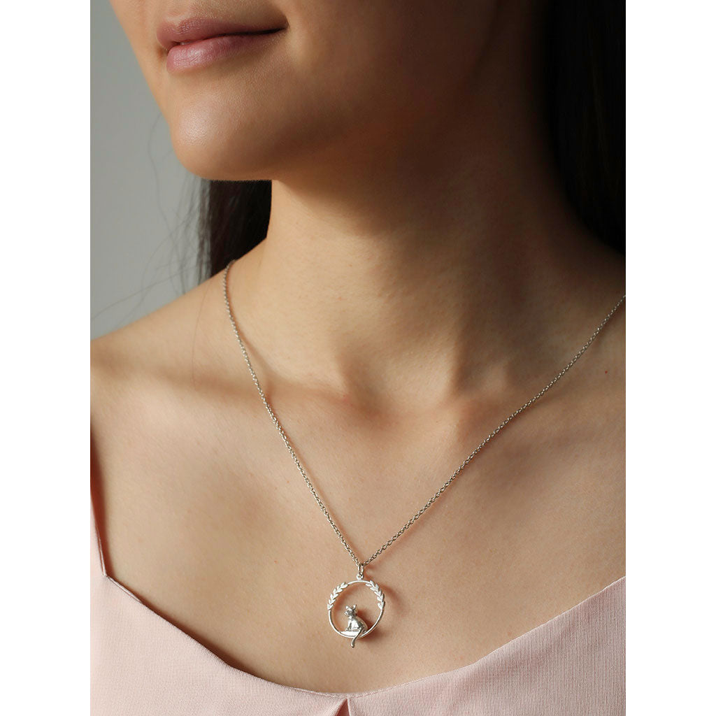 silver cat necklace