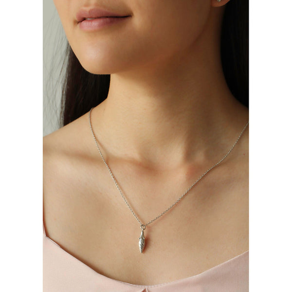 hibiscus flower bud necklace silver