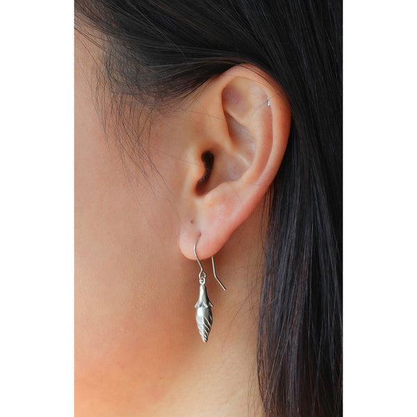 rose of sharon earrings in silver
