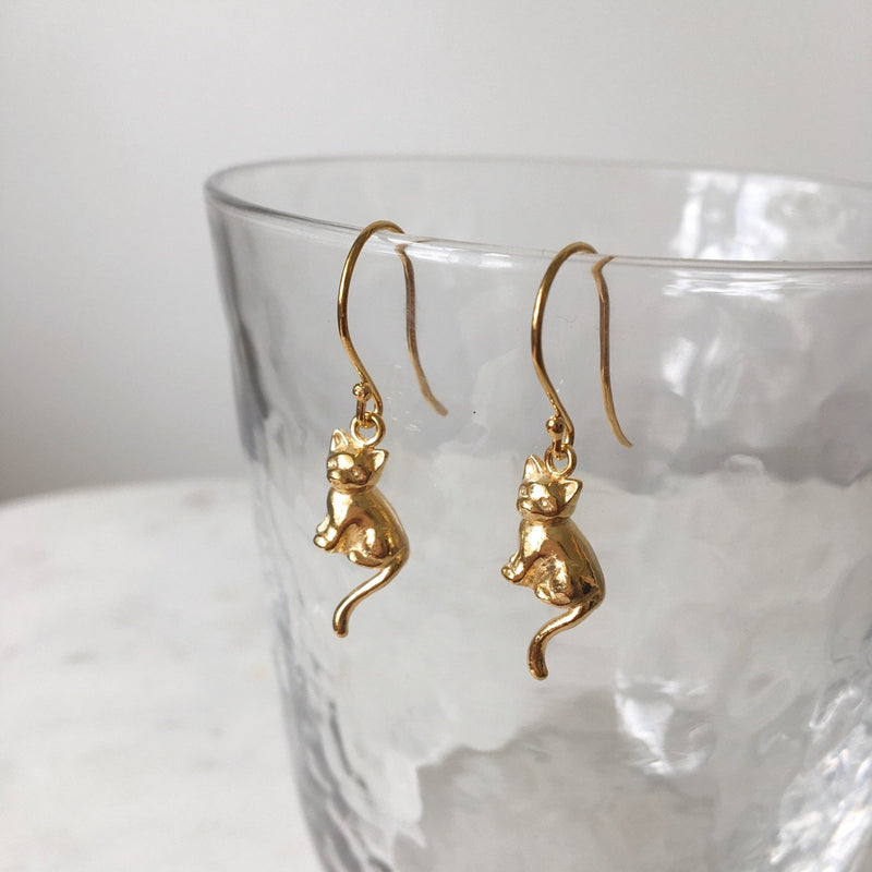 cat earrings gold plated