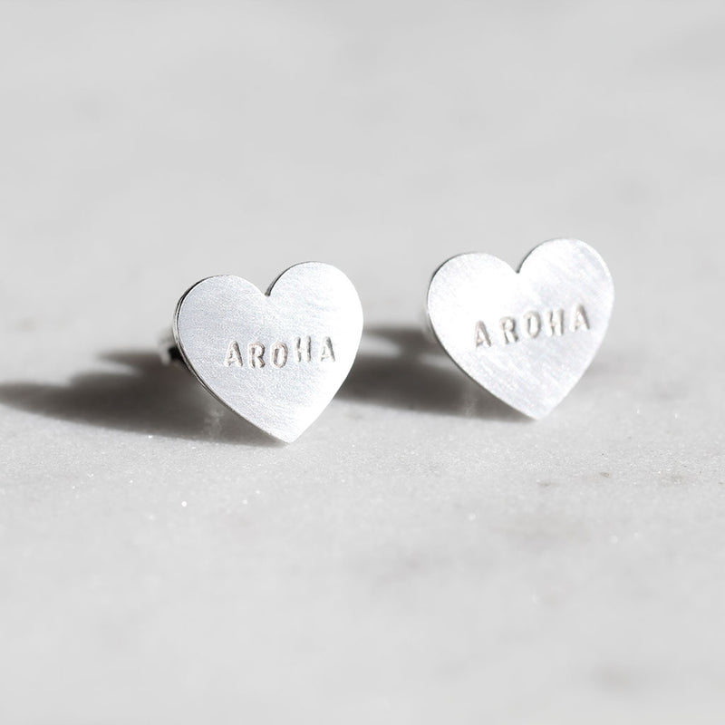 Aroha heart earrings silver