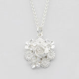 silver flower bouquet necklace