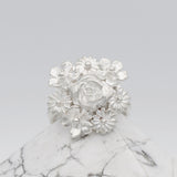 silver flower bouquet ring