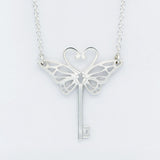 butterfly key necklace silver
