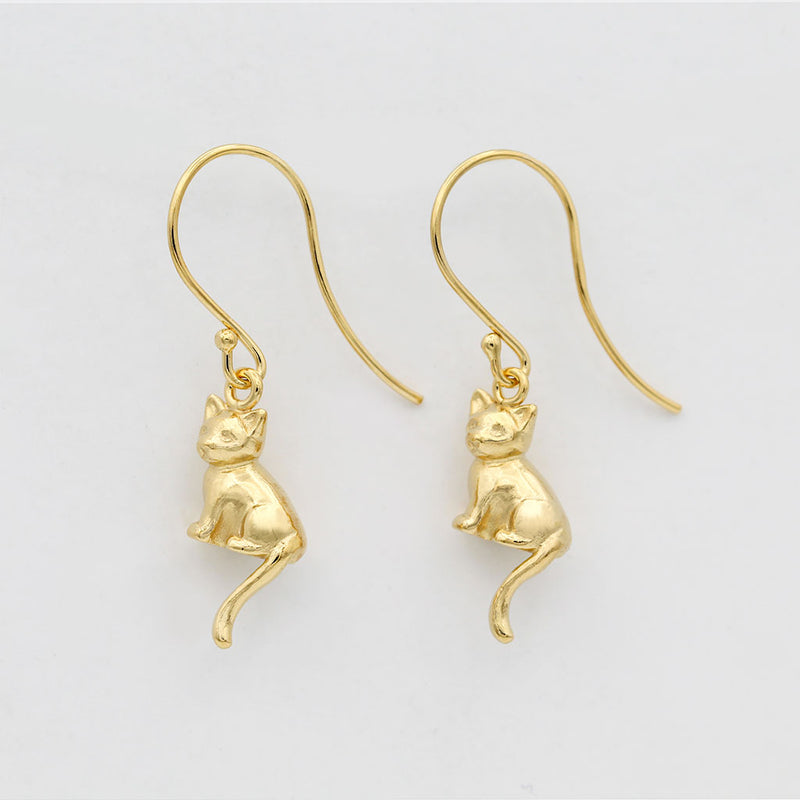 cat earrings gold