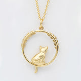 cat necklace gold plated