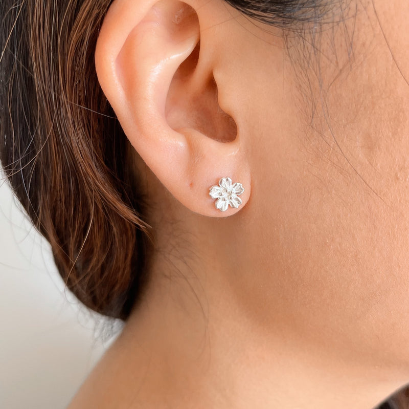 cherry blossom earrings in sterling silver