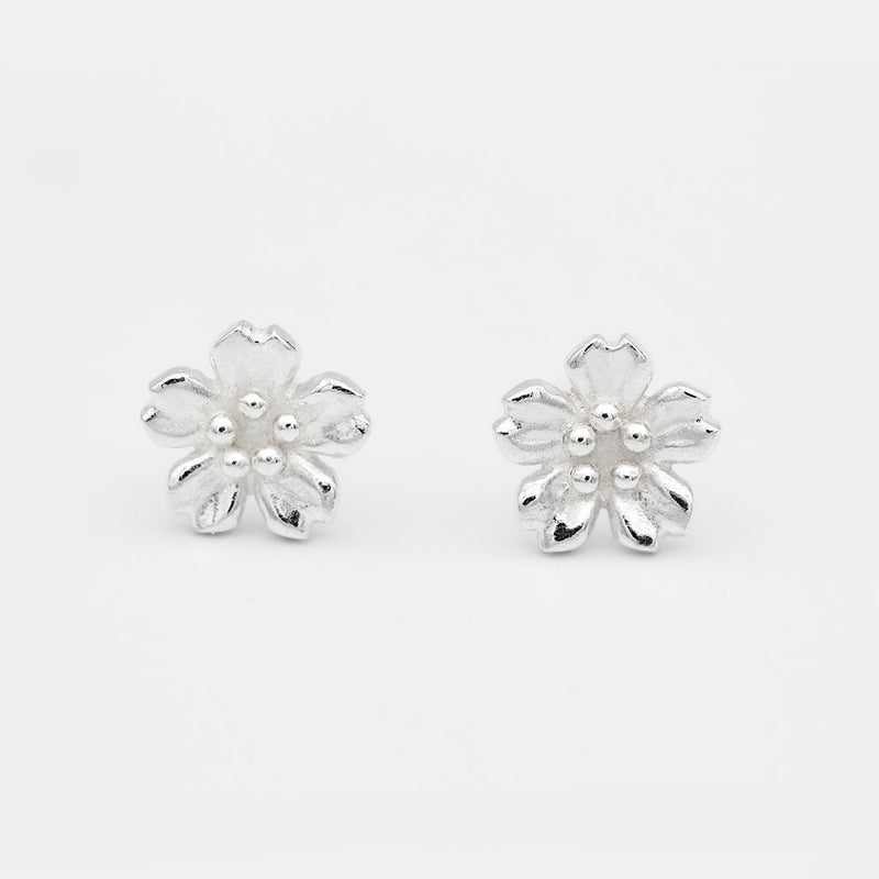 silver cherry blossom earrings
