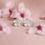 cherry blossom earrings in silver
