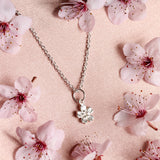 cherry blossom necklace in silver