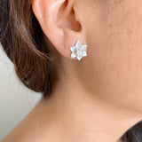 silver daffodil earrings