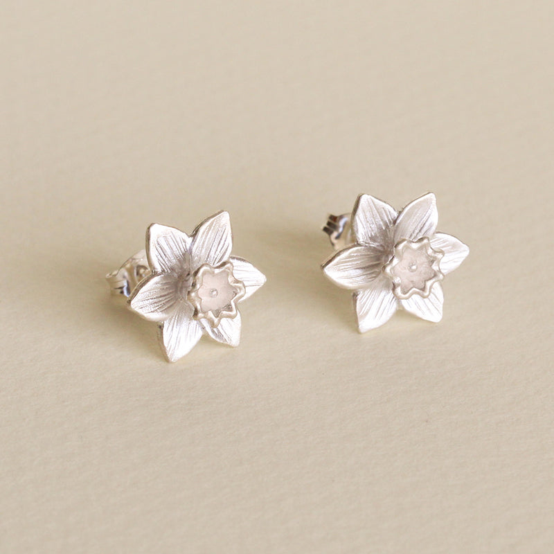 daffodil earrings in sterling silver