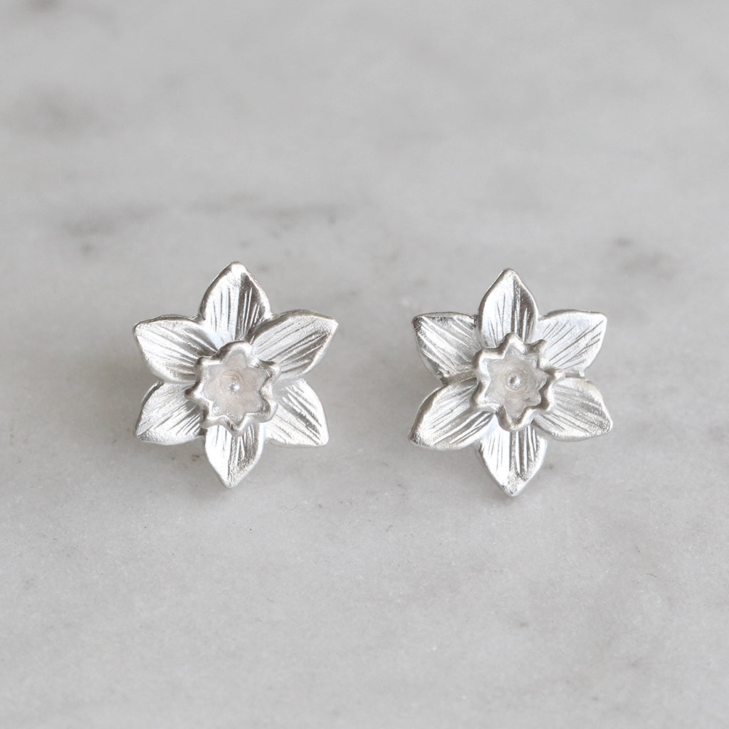 daffodil earrings in sterling silver