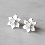 silver daffodil earrings