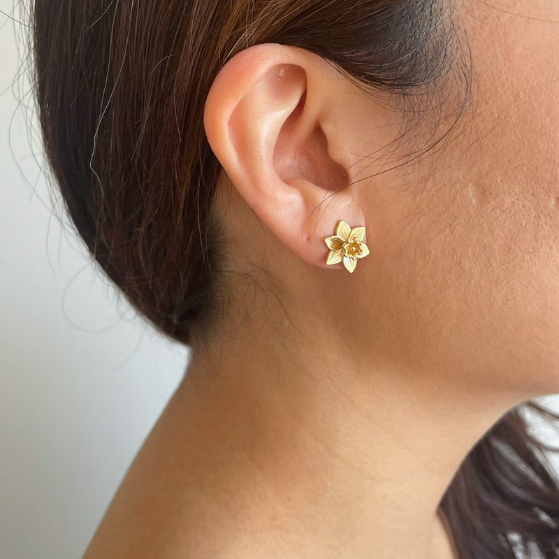 daffodil earrings gold plated silver