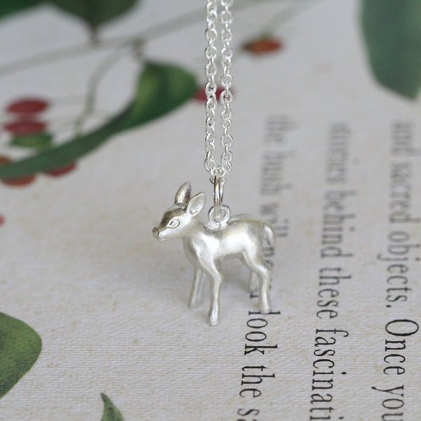 deer necklace sterling silver