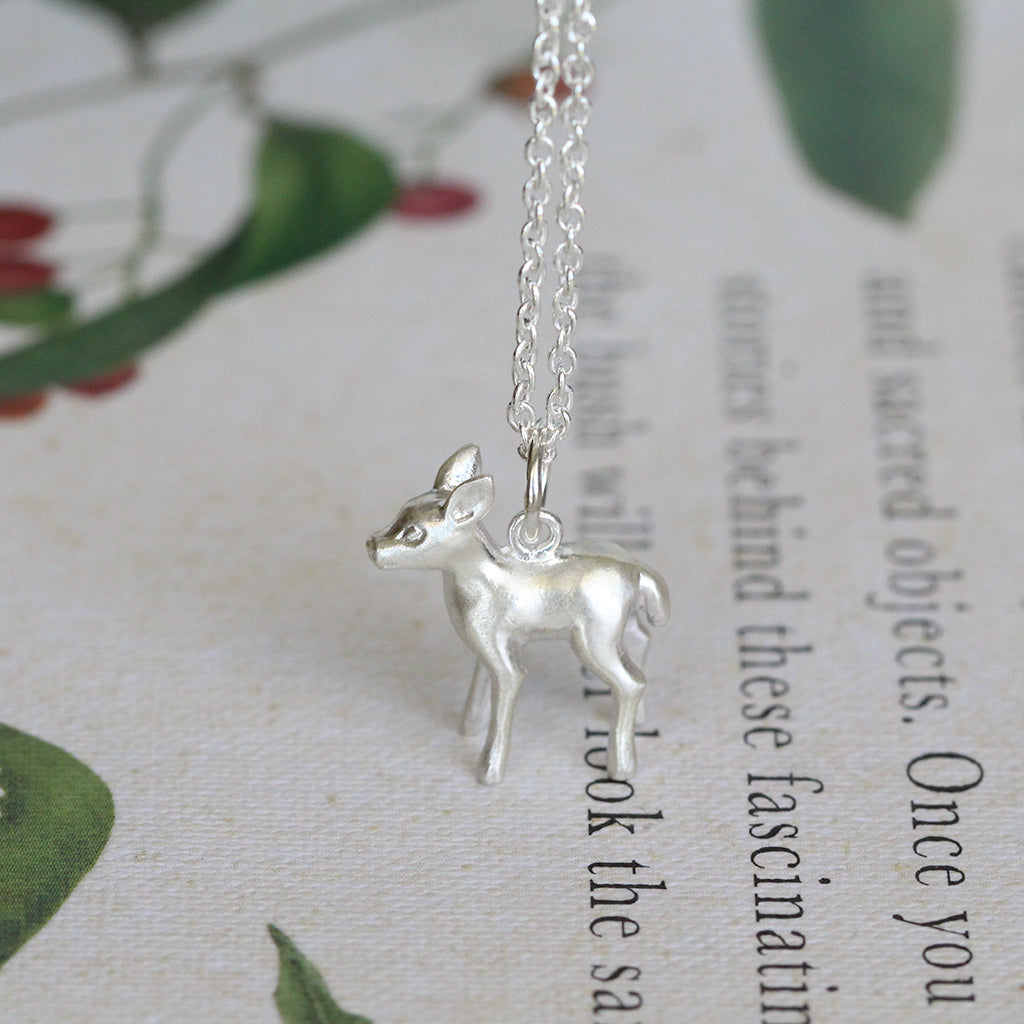 deer necklace silver