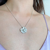 Eva rose necklace with an aquamarine