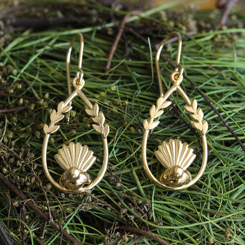 fantail earrings gold