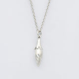 flower bud necklace in silver