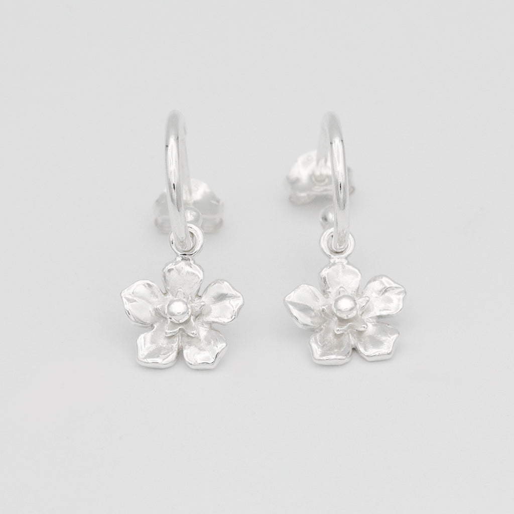 forget me not hoop earrings silver