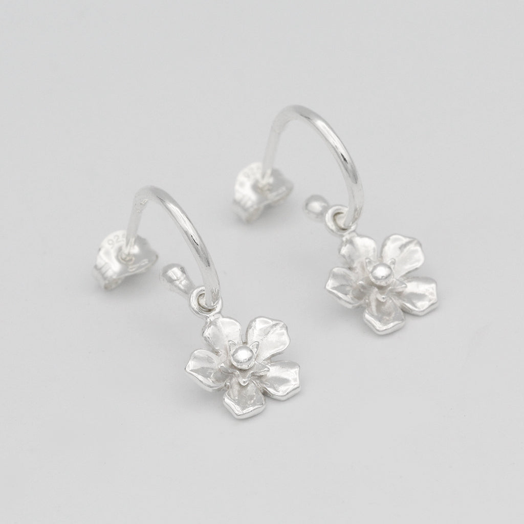 forget me not hoop earrings sterling silver