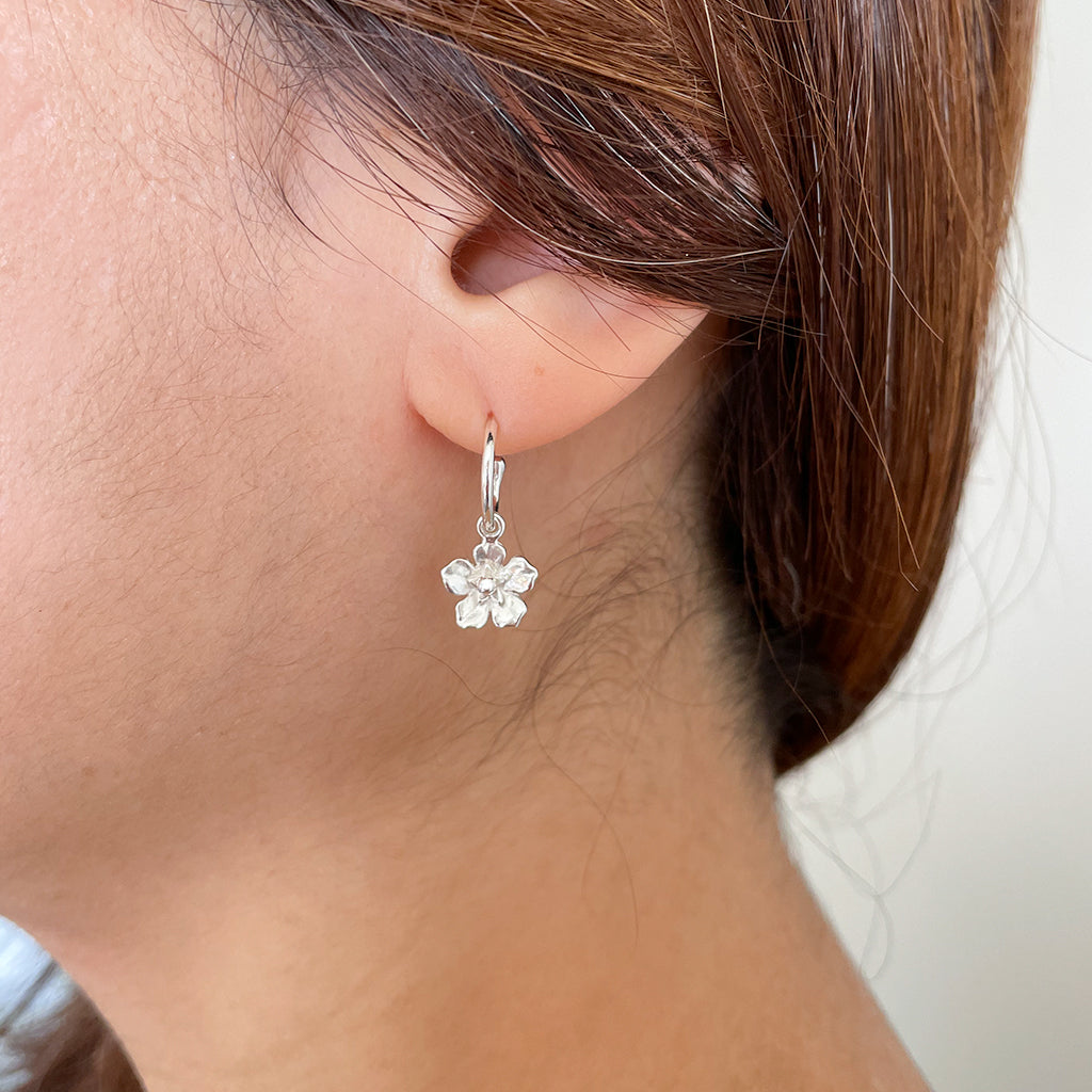 forget me not hoop earrings silver