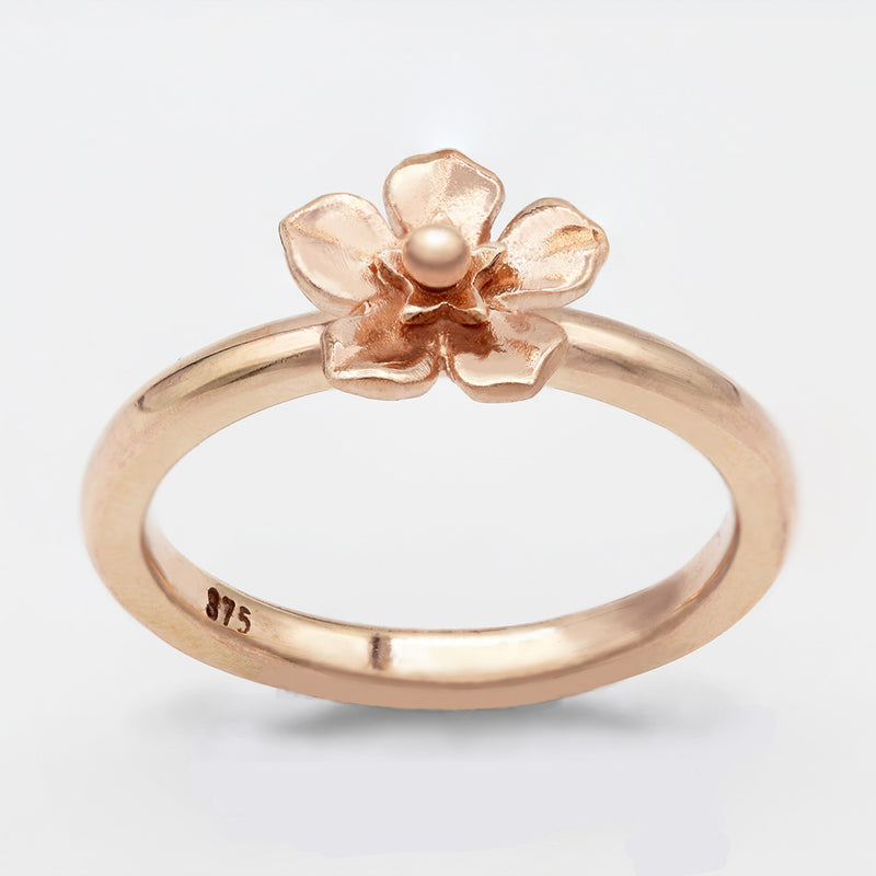 forget me not flower ring in rose gold