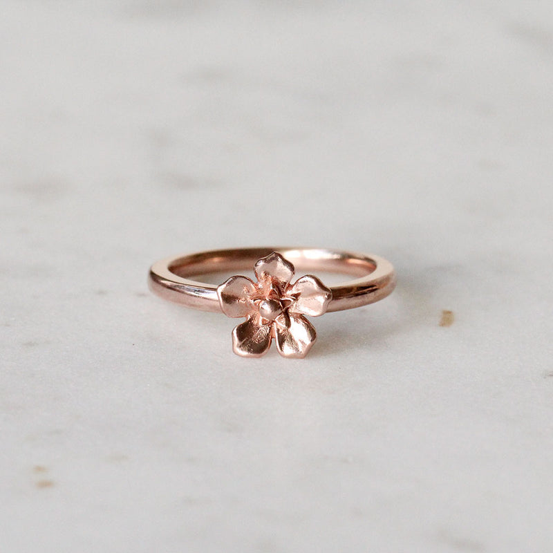 forget me not ring in rose gold
