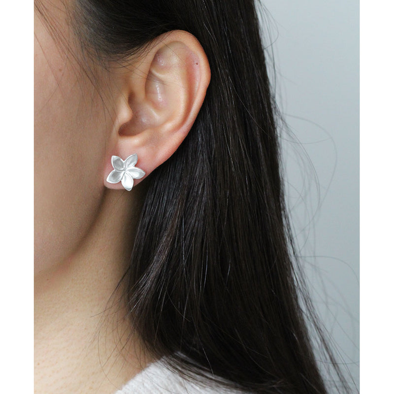 silver frangipani earrings