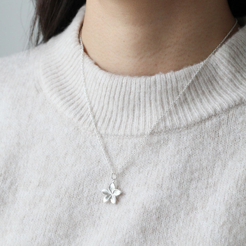 frangipani flower pendant silver