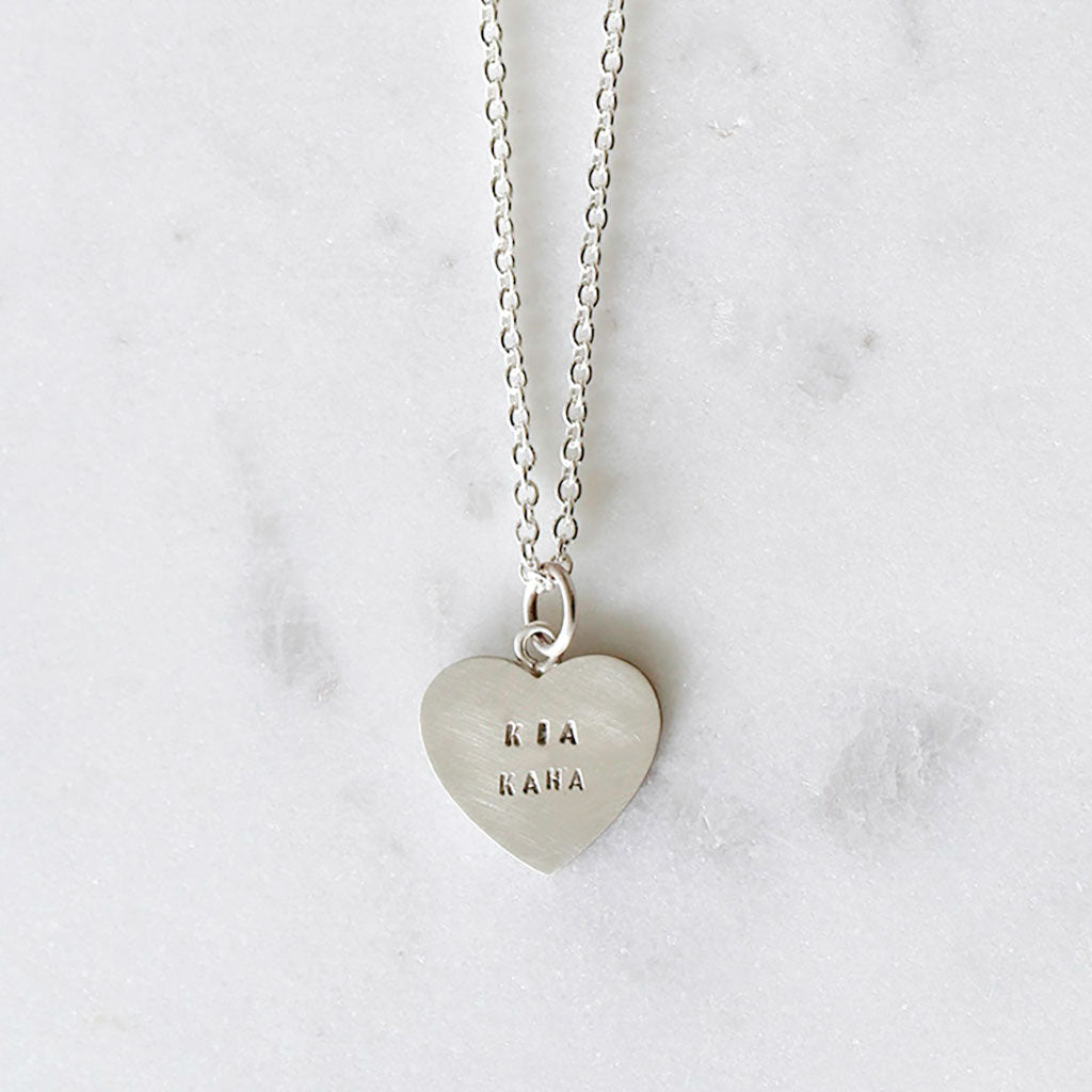 kia kaha heart necklace silver