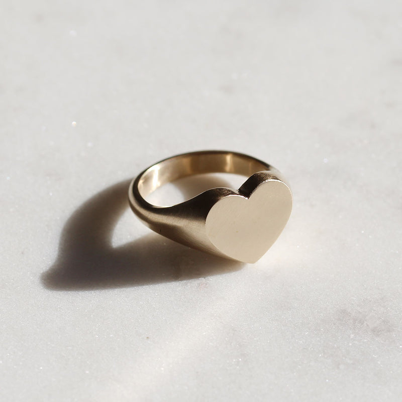 heart signet ring in gold