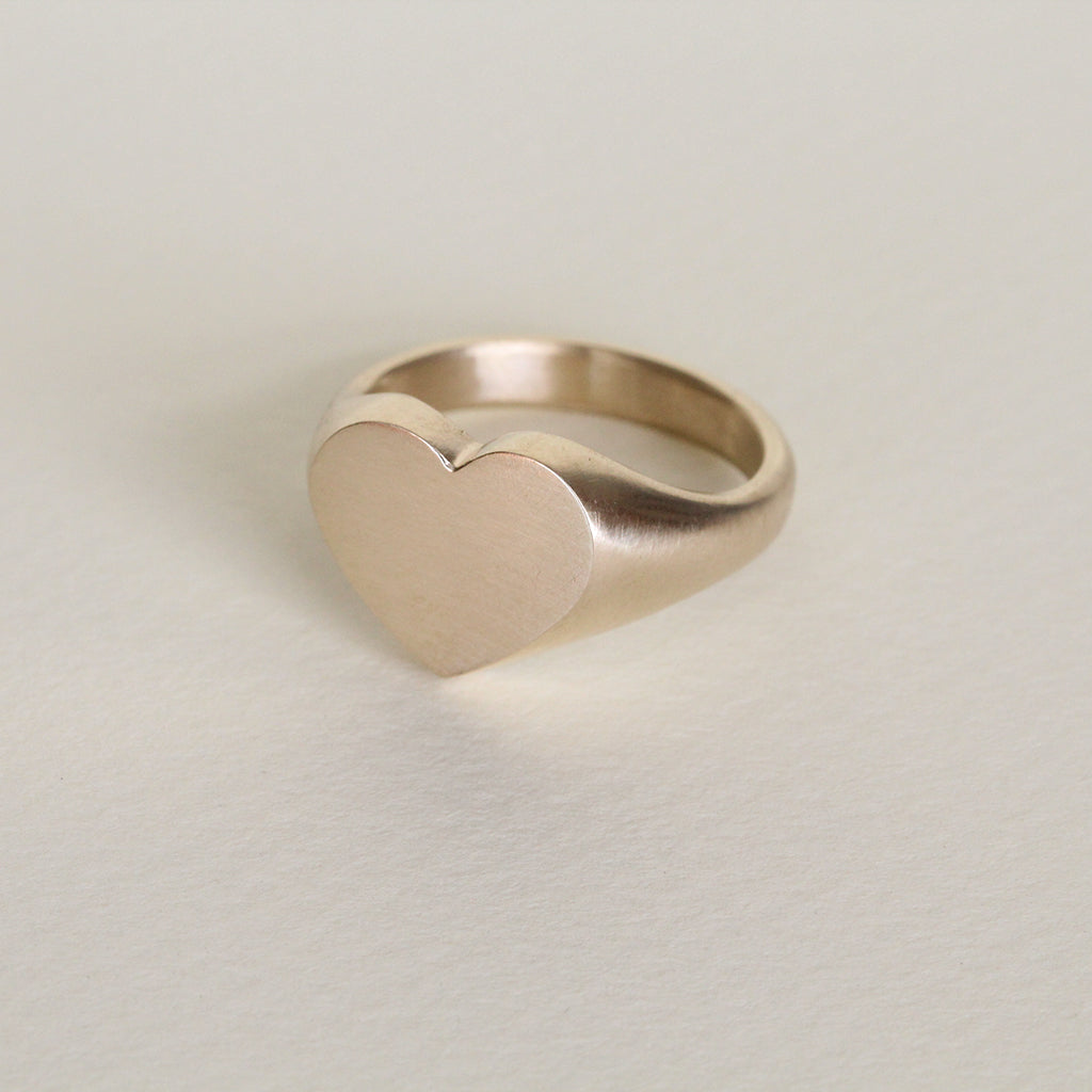 gold heart signet ring 