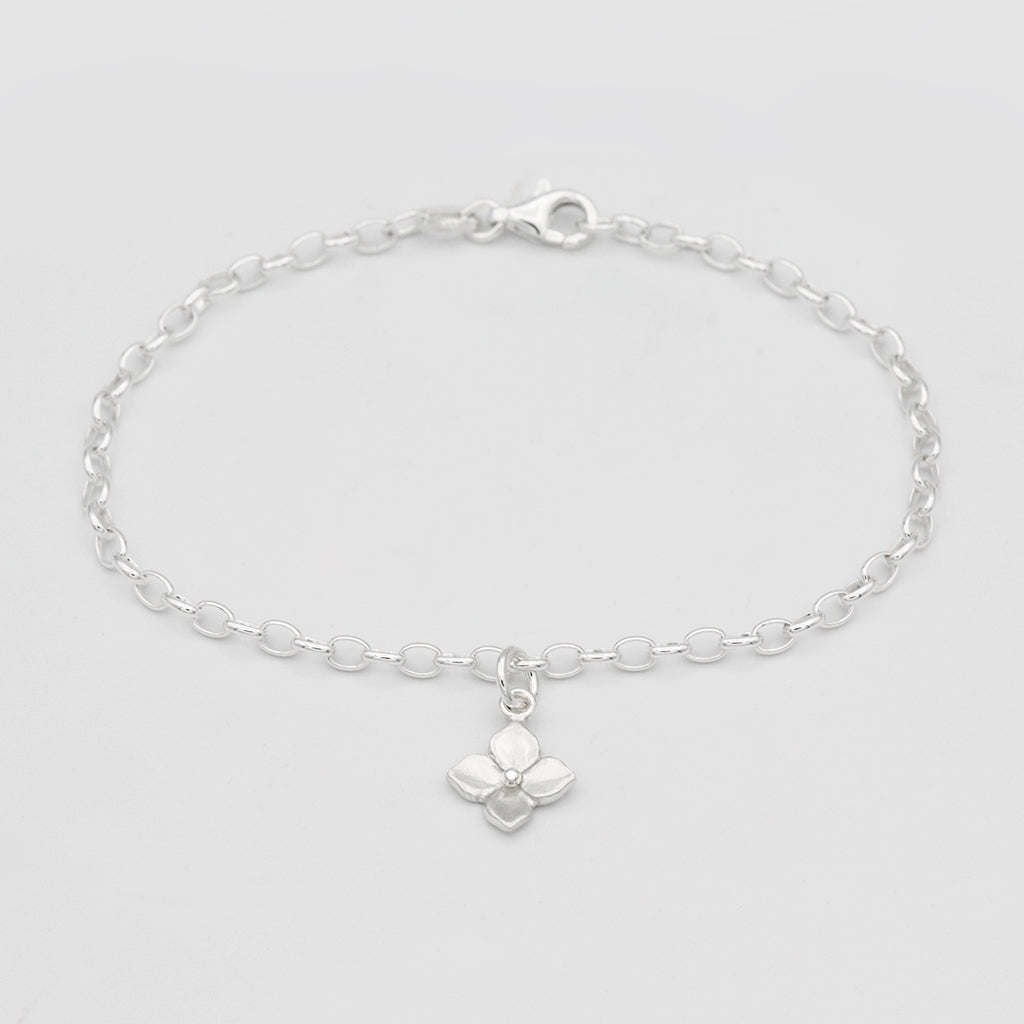 hydrangea flower bracelet silver