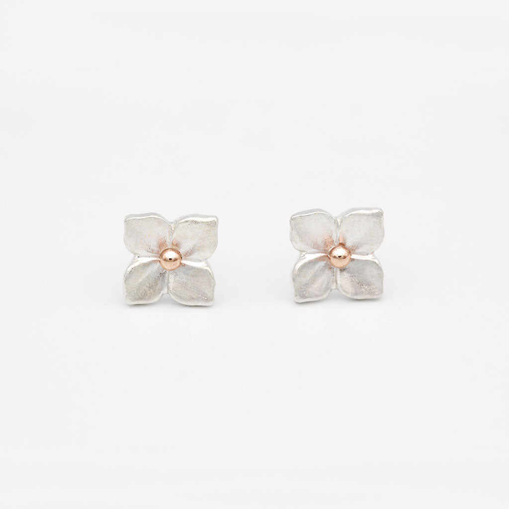 hydrangea earrings mixed metal