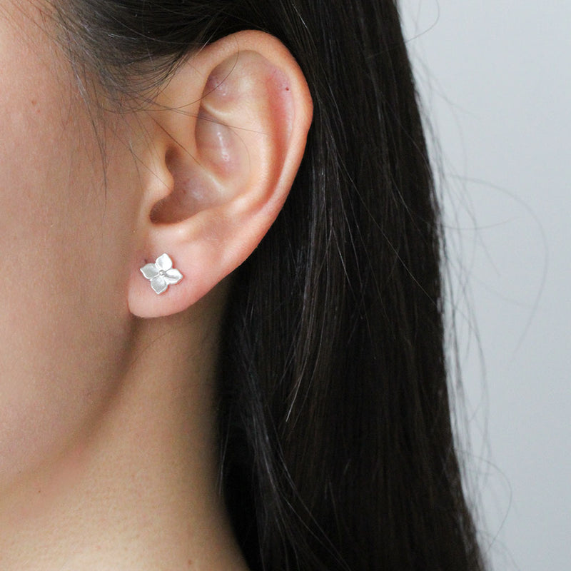 hydrangea earrings in silver