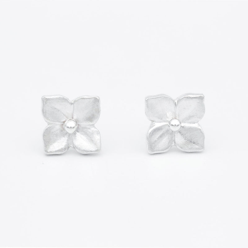 silver hydrangea earrings