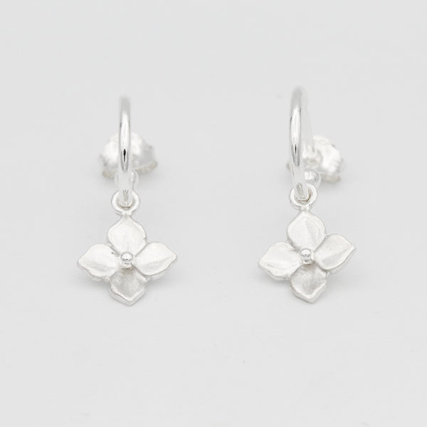 hydrangea hoop earrings silver