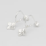hydrangea silver hoop earrings