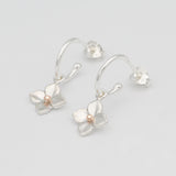 hydrangea hoop earrings in rose gold and silver