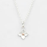 hydrangea necklace in rose gold and silver